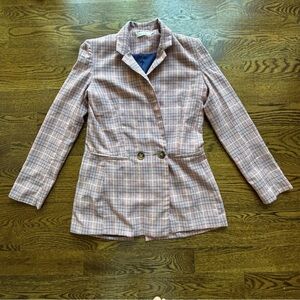 NIC+ZOE Pink and Blue Plaid Blazer
